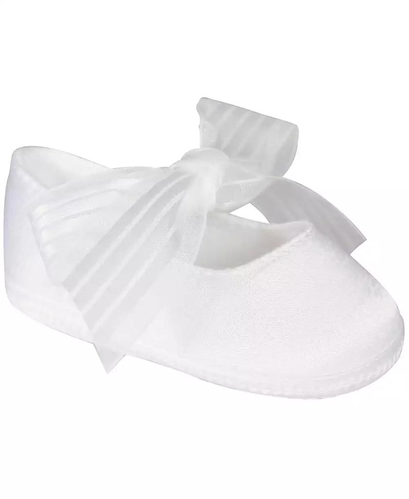 Baby Deer Baby Girl Shantung Ballet Skimmer with Sheer Ribbon Tie
