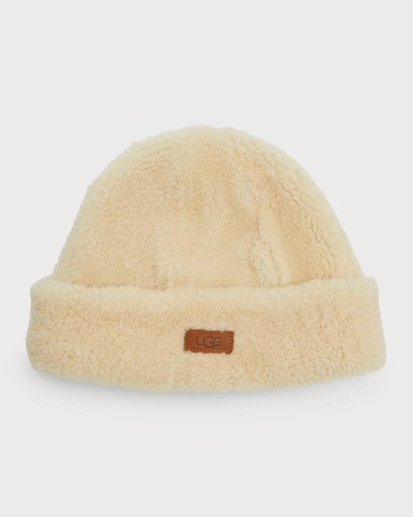 UGG Curly Shearling Beanie w/ Logo 1