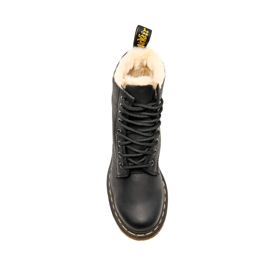 Dr. Martens DR. MARTENS WOMEN'S 1460 SERENA LEATHER/FUR LINED 8-EYE BOOTS - BLACK 3