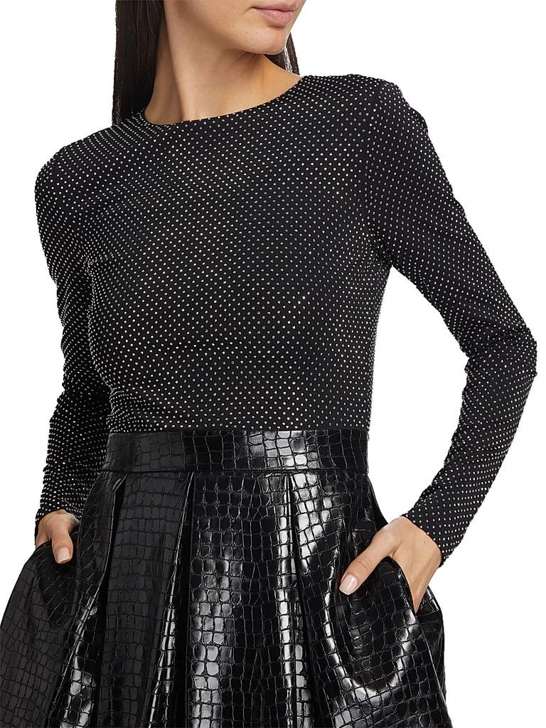 ALICE + OLIVIA Women's Chara Crocodile-Embossed Faux Leather Minidress - Black - Size 12 ALICE + OLIVIA Women's Chara Crocodile-Embossed Faux Leather Minidress - Black - Size 12
