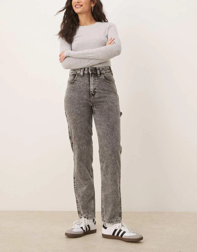 DICKIES Dickies ellendale straight fit denim jeans in washed light grey 1
