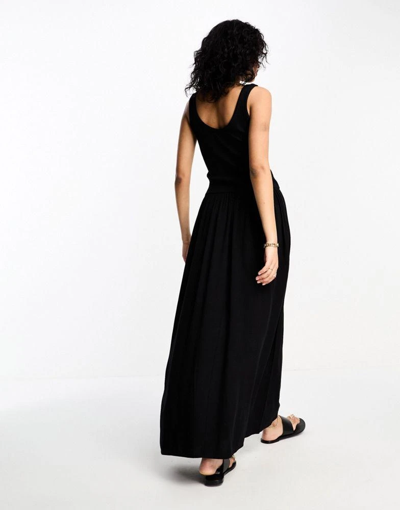 ASOS ASOS DESIGN ribbed scoop neck midi dress with dropped waist in black 3