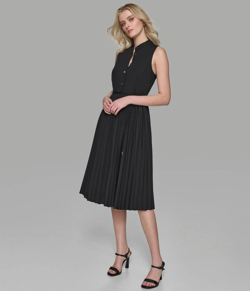 Karl Lagerfeld Paris SLEEVELESS PLEATED POPLIN MIDI SHIRT DRESS 3