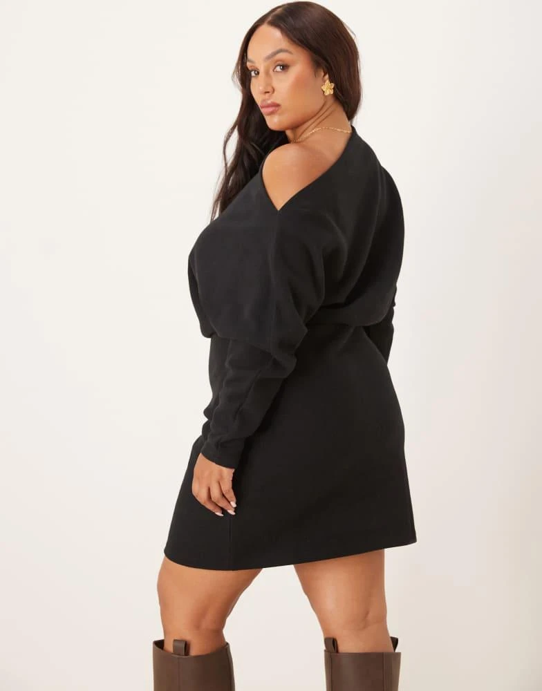 knee length dresses for ladies Lukea Long Sleeve Mini Dress Black Curve
