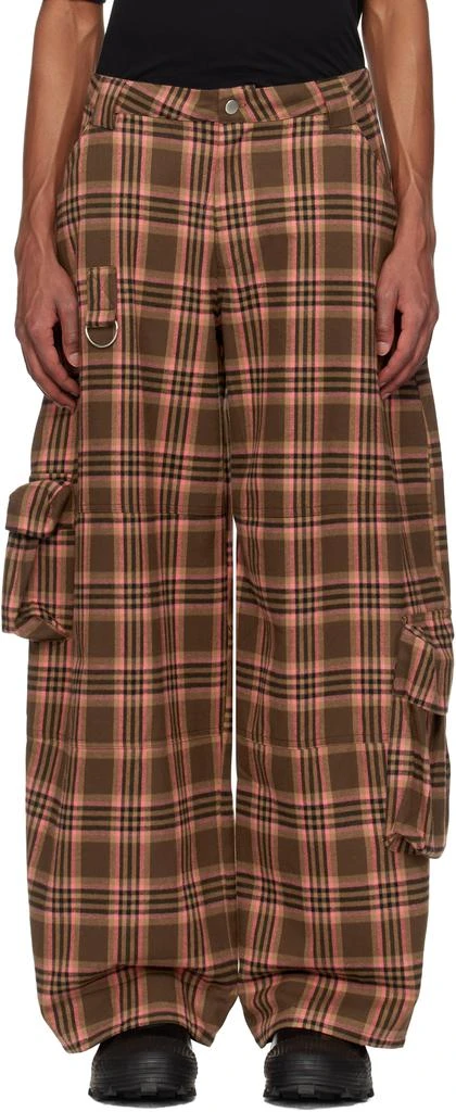Collina Strada Pink & Brown Lawn Cargo Pants 1