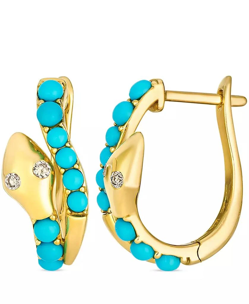 Le Vian Turquoise (1-1/50 ct. t.w.)
Nude Diamond (2/25 ct. t.w.) Hoop Earrings in 14k Honey Gold
