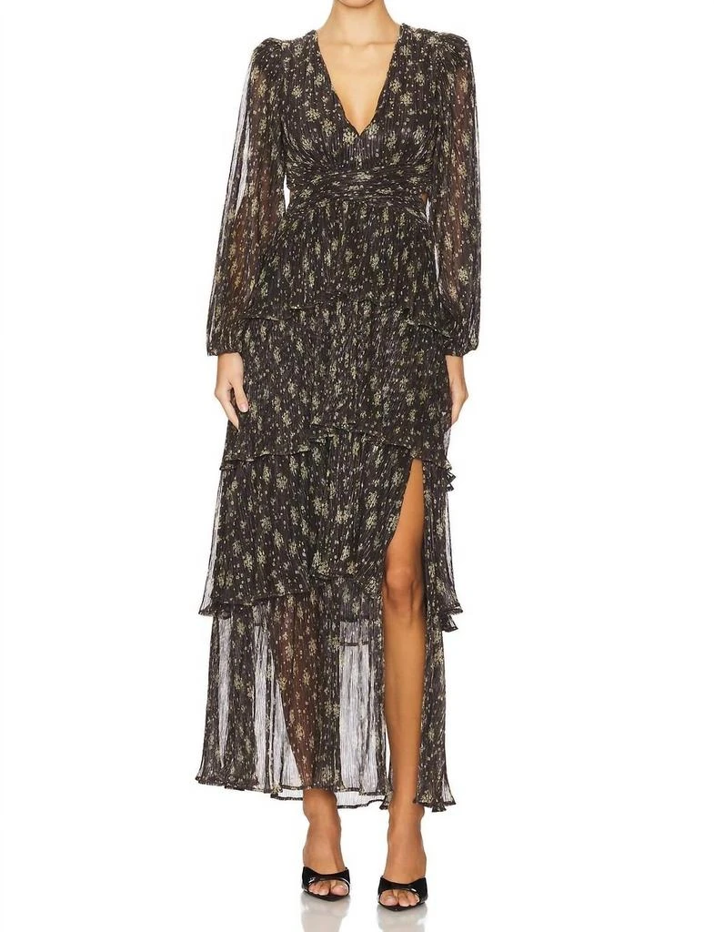 ASTR Anora Maxi Dress In Black Gold Foil 1