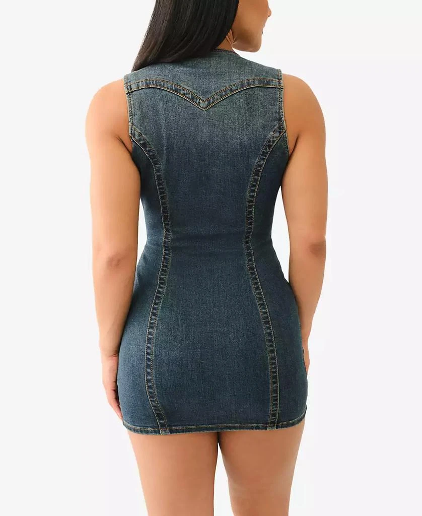 True Religion Women's Fitted Denim Vest Dress 3