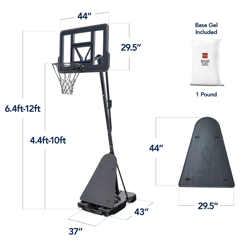 Best Choice Products Adjustable 4.4-10ft Basketball Hoop, Portable Goal w/Shatterproof Backboard, Ball Return