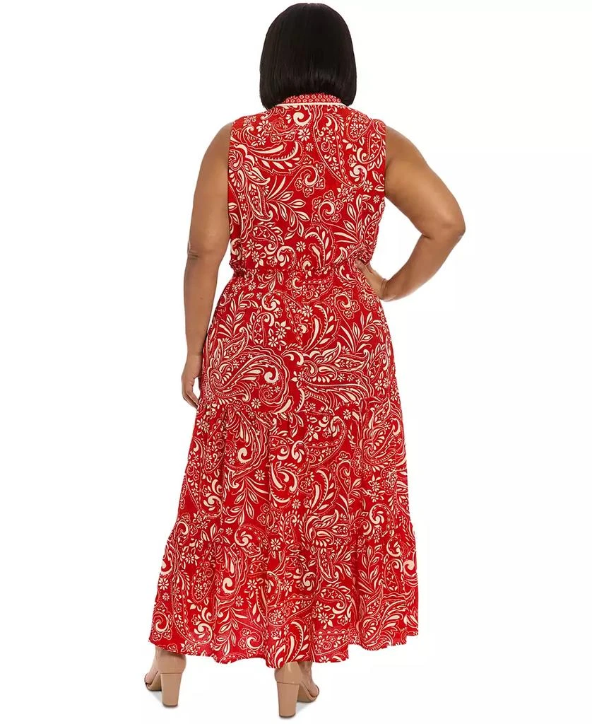 London Times Plus Size Ruffled-Neck Tiered Maxi Dress 5