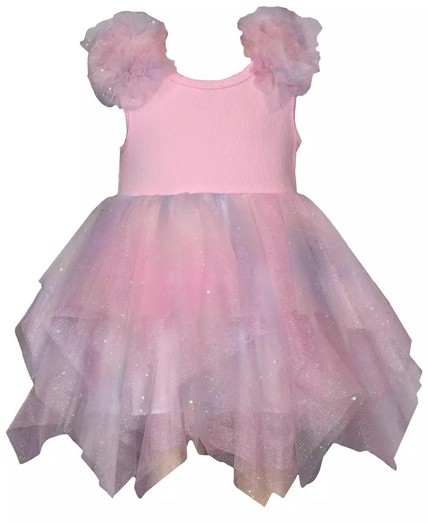 Bonnie Baby Baby Girls Rib Knit To Rainbow Mesh Hanky Hem Dress 1