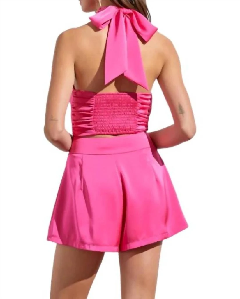 DO+BE Satin Halter Top In Bright Pink 2