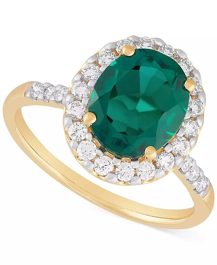 Grown With Love Lab Grown Emerald (2-5/8 ct. t.w.) & Lab Grown Diamond (1/2 ct. t.w.) Oval Halo Ring in 14k Gold 1