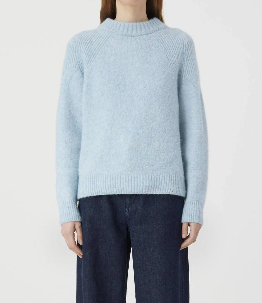 Closed Crew Neck Long Sleeve Sweater In Blue Water 1