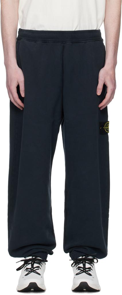 Stone Island Navy 6200004 Brushed Organic Cotton Fleece Sweatpants