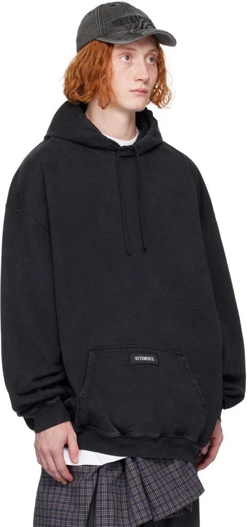 Vetements Black Woven Label Hoodie 2