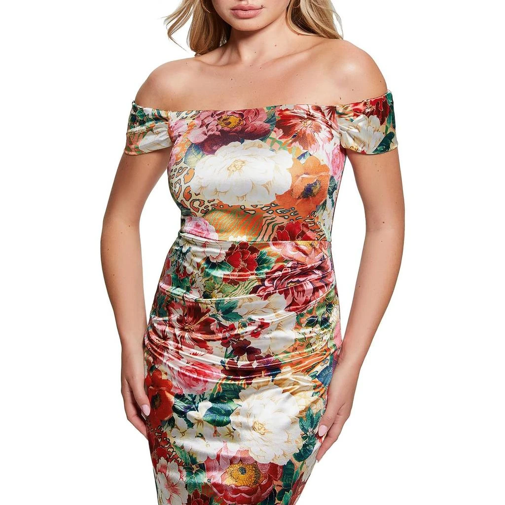 GUESS Camila Womens Off-The-Shoulder Short Mini Dress 1