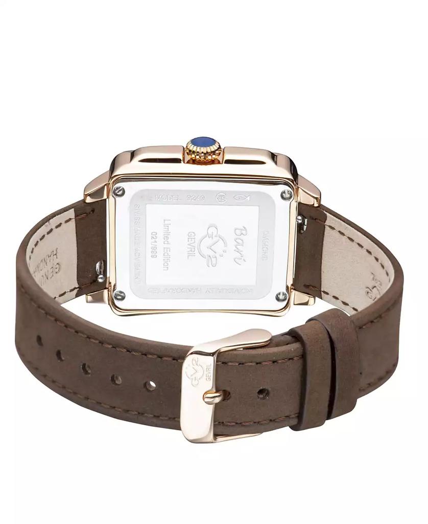 Gevril GV2 Women's Bari Tortoise Brown Leather Swiss Quartz Strap Watch 34 mm