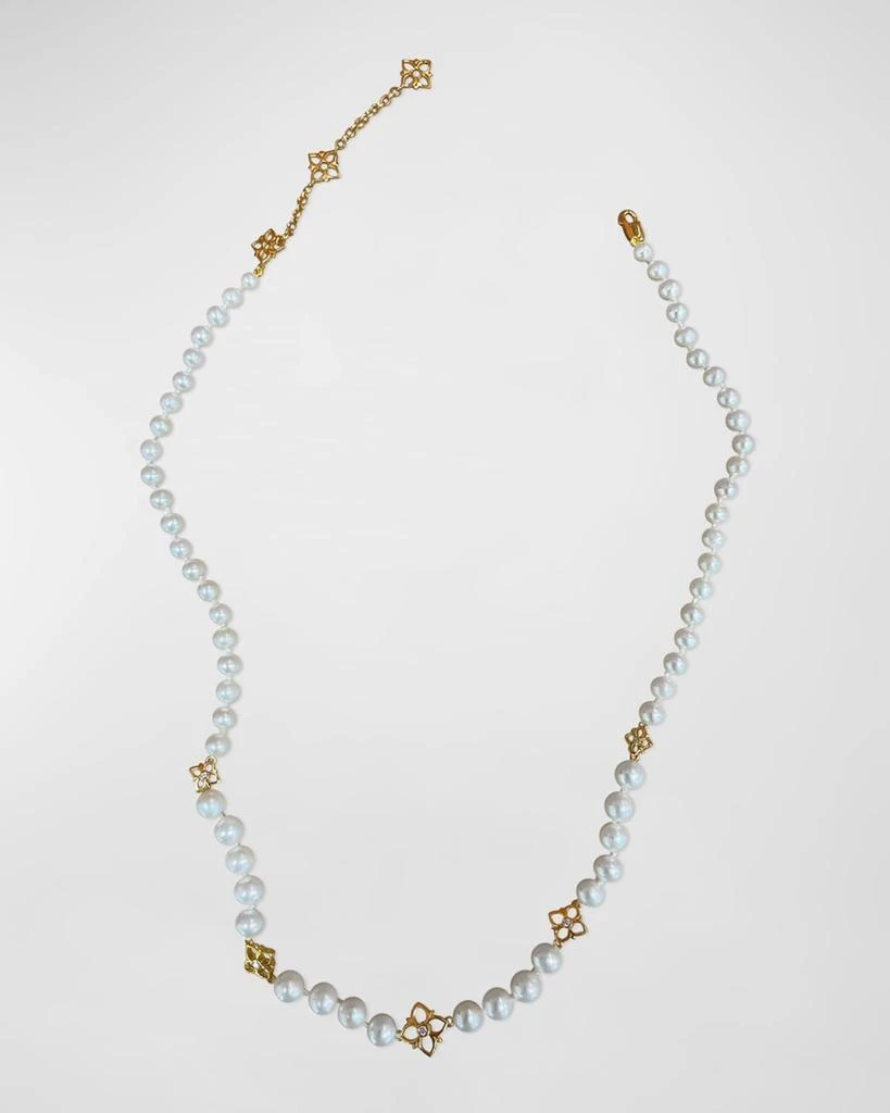 Stephen Dweck White Diamond and White Pearl Adjustable Necklace in 18K Gold 2