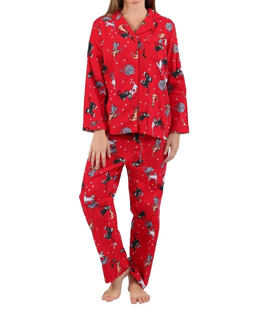 La Cera La Cera - Here Kitty Kitty Flannel Pajama Set