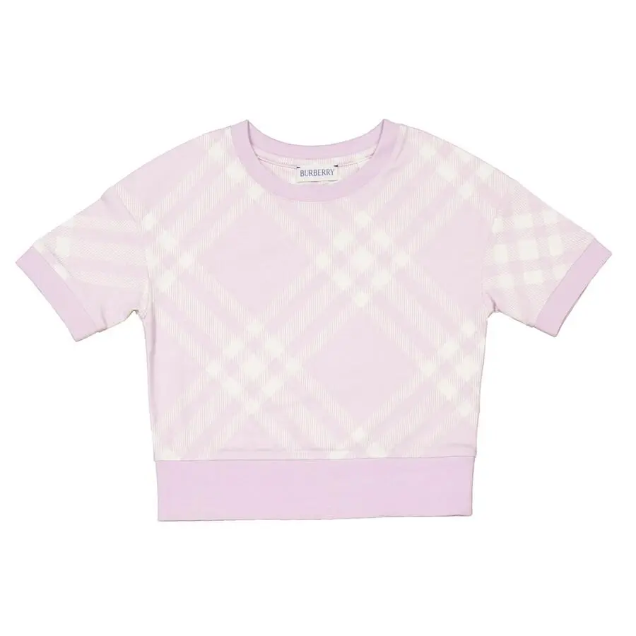Burberry Kids Check Print Cotton Jersey T-Shirt