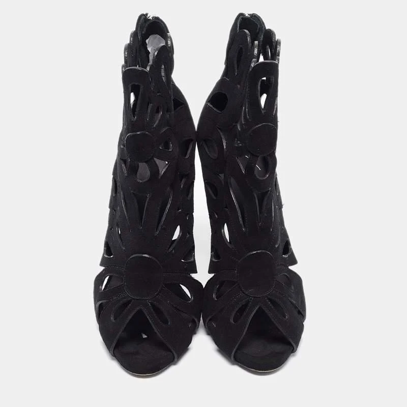 Giuseppe Zanotti Giuseppe Zanotti Black Suede Cut Out Open Toe Booties Size 38 3
