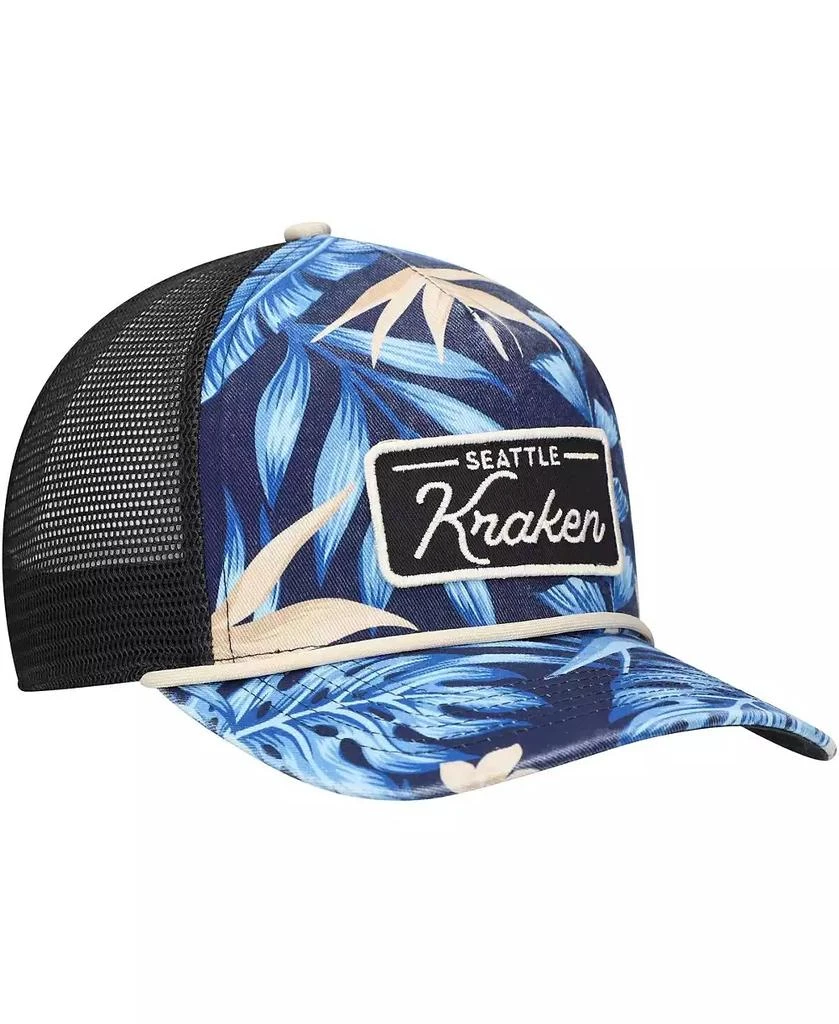 5th & Ocean '47 Brand Men's Navy Seattle Kraken Tropicalia Allover Print Trucker Adjustable Hat 3