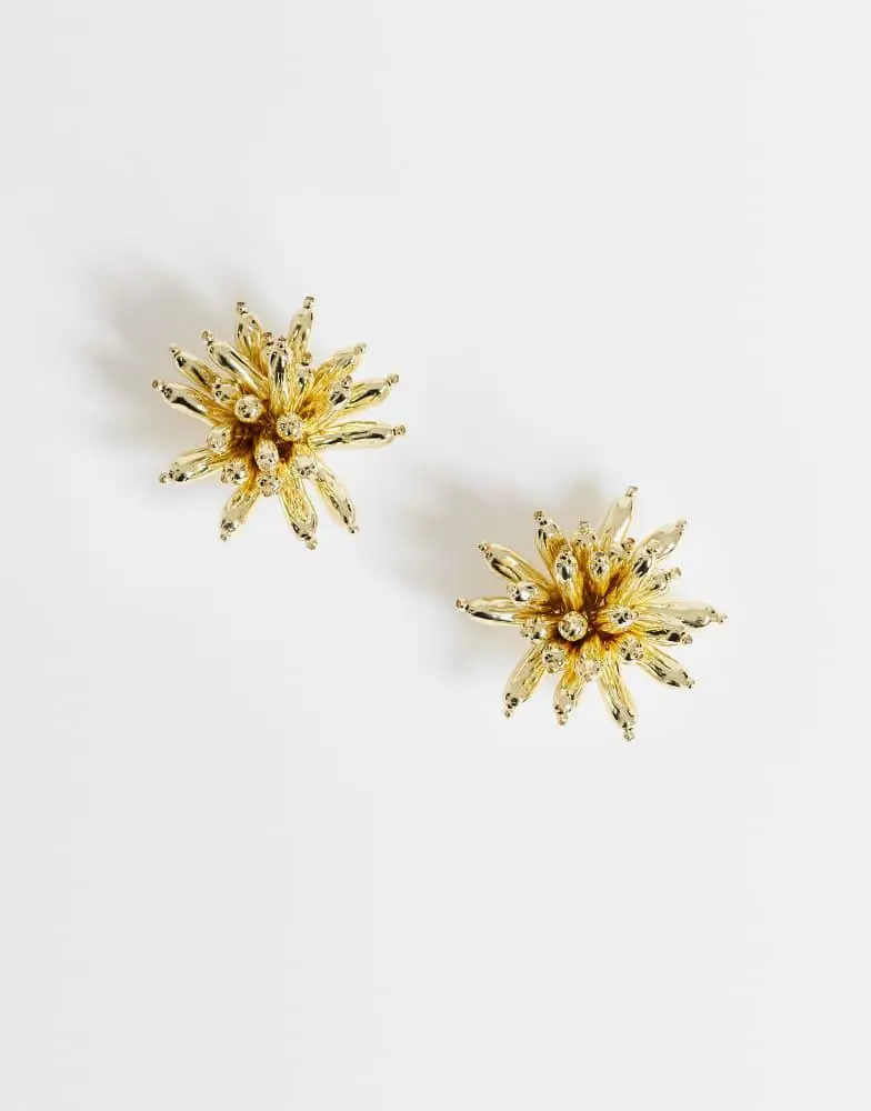 Topshop Topshop Cara statement flower earrings in gold