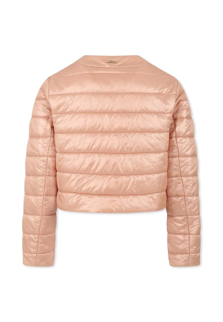 Herno Pink Crop Down Jacket For Girl With Logo 2