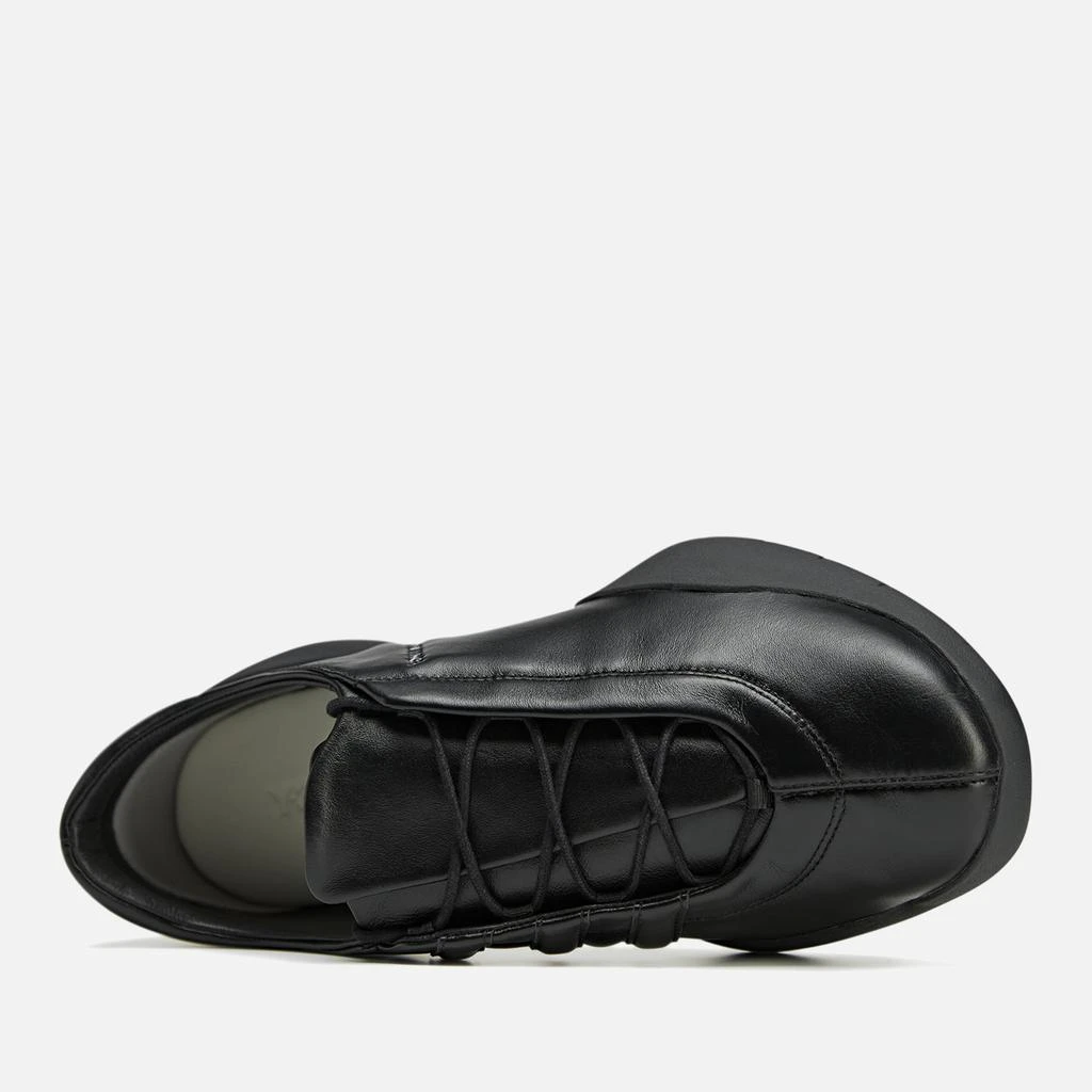 Y-3 Men's Regu Leather Trainers - Black/Black 4