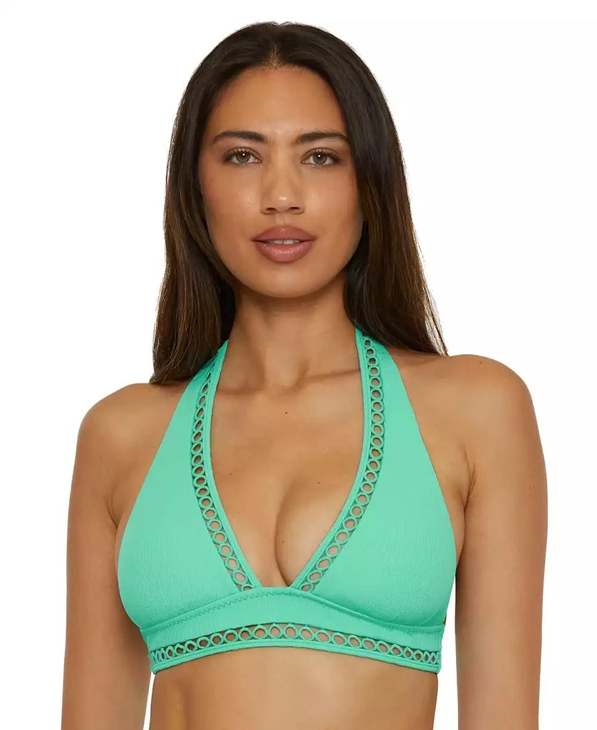 Becca Women's Modern Edge Rib-Knit Halter Bikini Top 1
