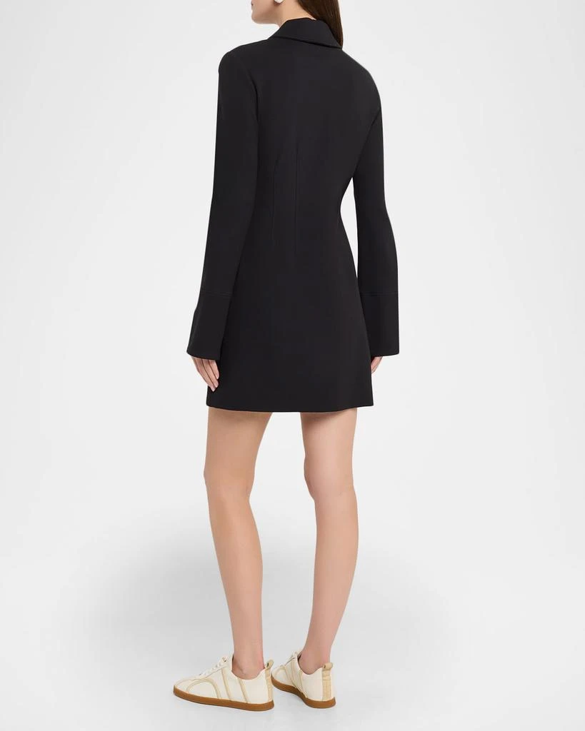 knee length dresses for ladies Puff Sleeve Half-Zip Dress XL / Navy
