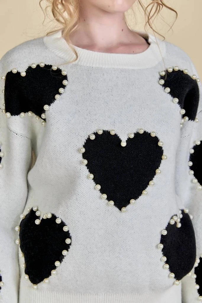 English Factory Long-Sleeve Heart Sweater In Black Multi 4