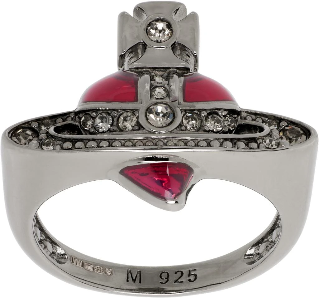 Vivienne Westwood Gunmetal New Diamante Heart Ring 1