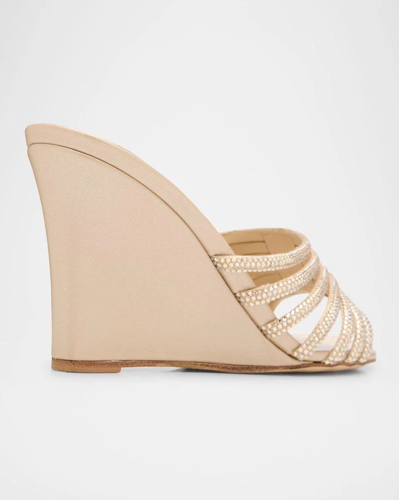 Rene Caovilla Satin Crystal-Embellished Strappy Wedge Slides 5