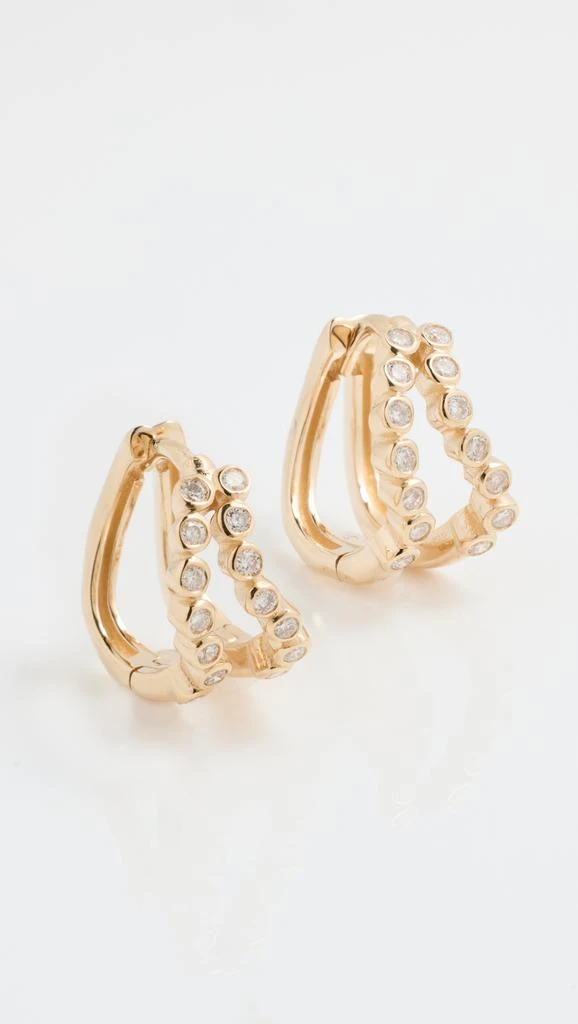 MATEO 14k Double Diamond Bezel Wave Huggies 1
