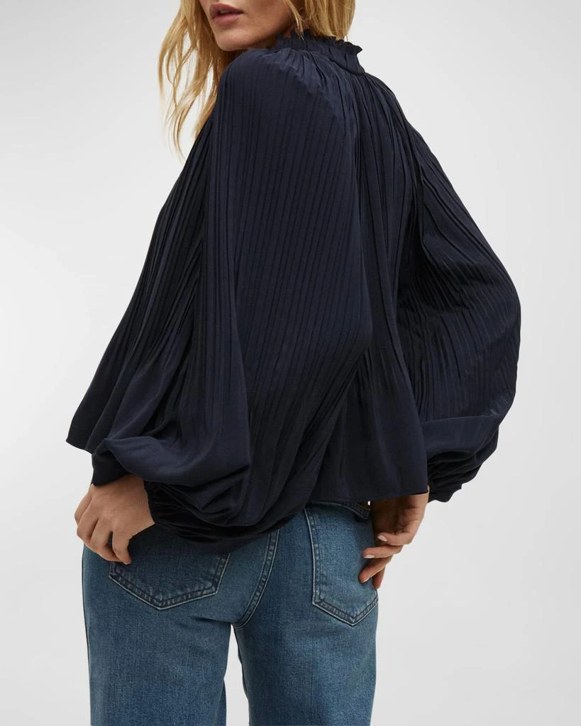 Veronica Beard Walker Pleated Long-Sleeve Top 4