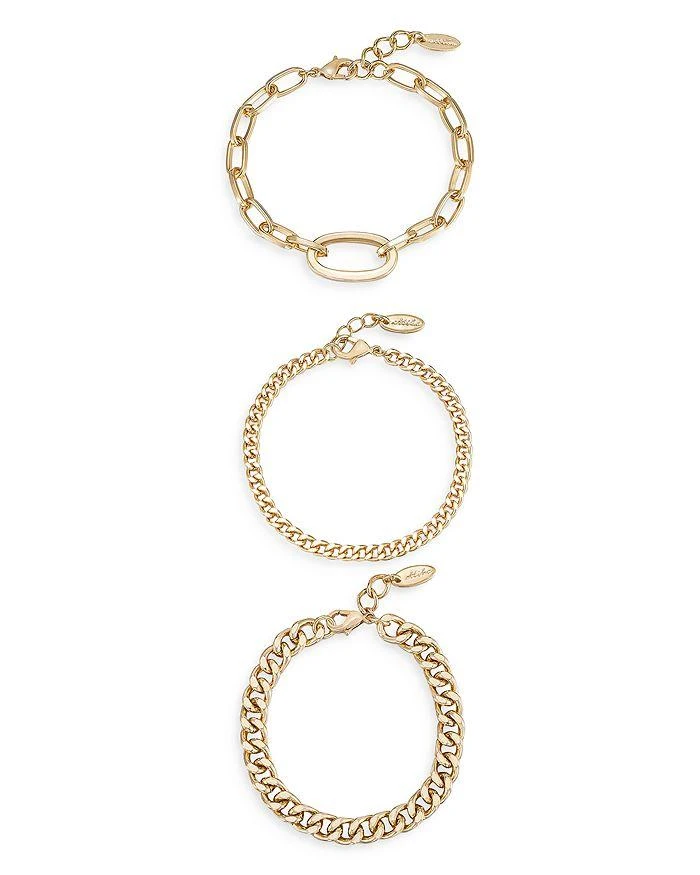 Ettika Jewelry Chain Game Link Bracelets in 18K Gold Plated, Set of 3