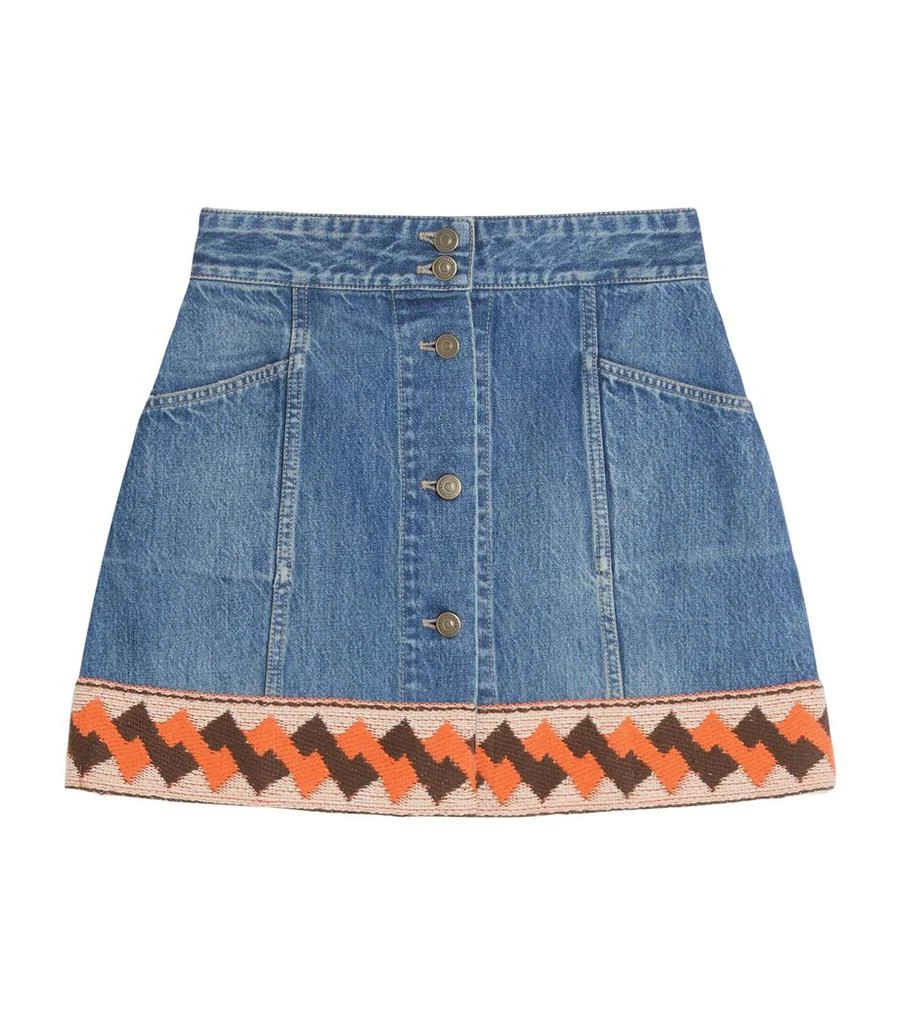 Valentino Embroidered Mini Denim Skirt 1