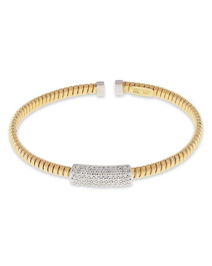 Alberto Milani 18K Yellow Gold Via Mercanti Tubogas Diamond Cylinder Bangle Bracelet