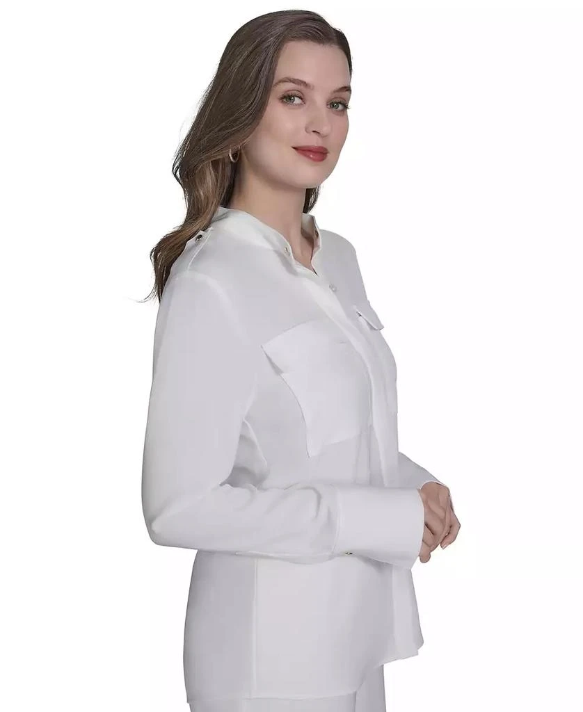HALSTON Women's Long-Sleeve Button-Front Shirt 4