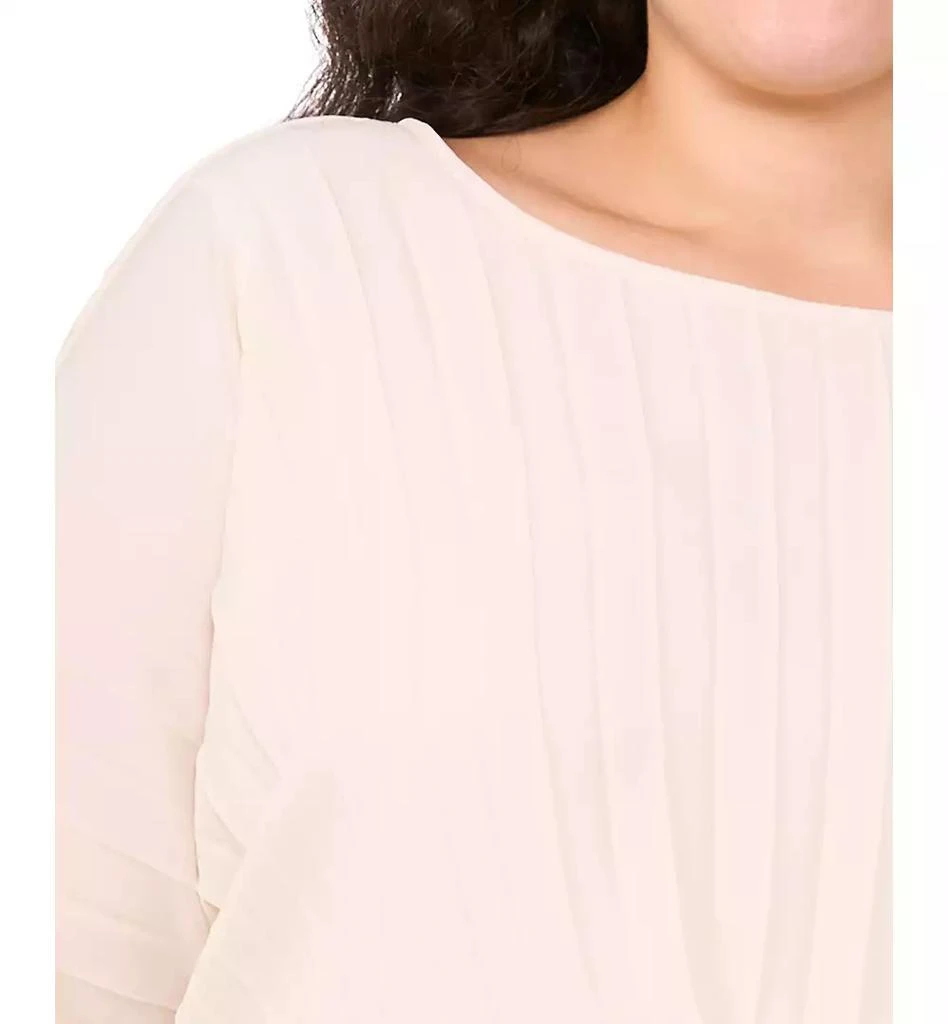 MSK Plus Size Round-Neck Flutter-Sleeve Pleated Midi Dress 4