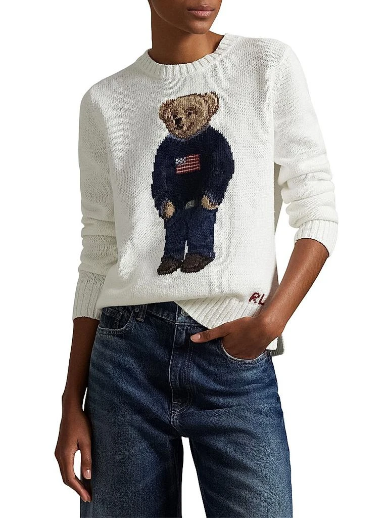 Ralph Lauren Cotton-Linen Crewneck Bear Sweater 3