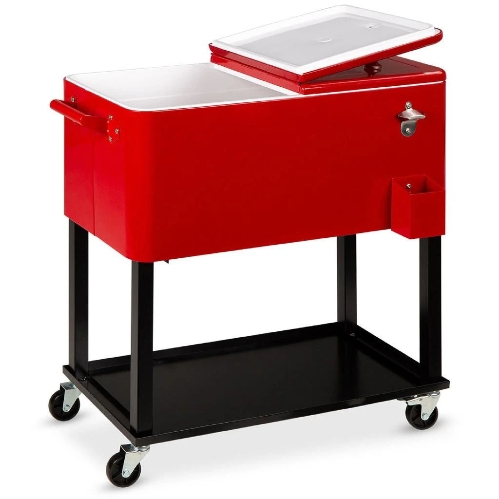 Best Choice Products 80qt Steel Rolling Cooler Cart w/ Bottle Opener, Catch Tray, Drain Plug, Locking Wheels 1