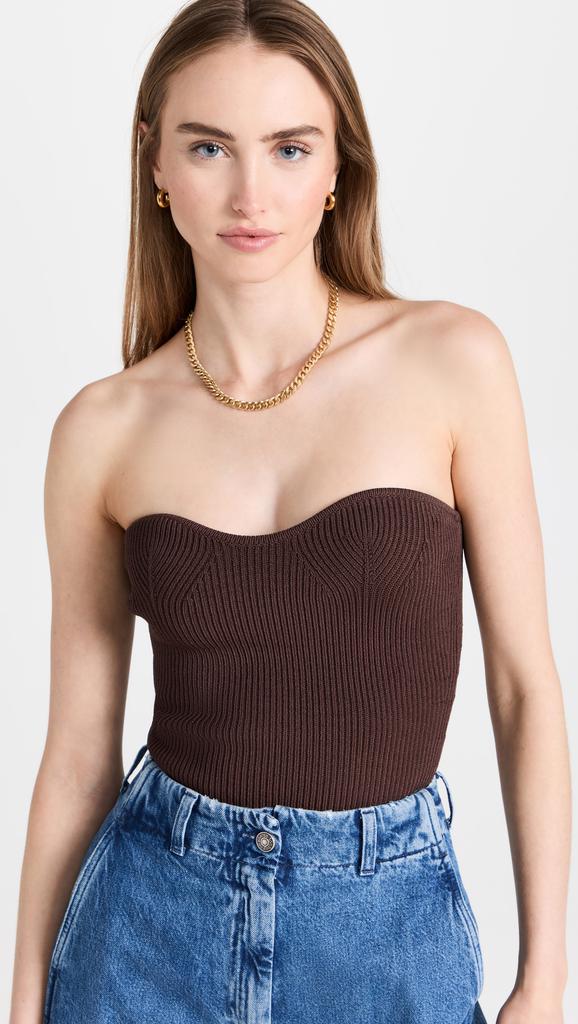 Pixie Market Brown Cass Bustier Knit Top