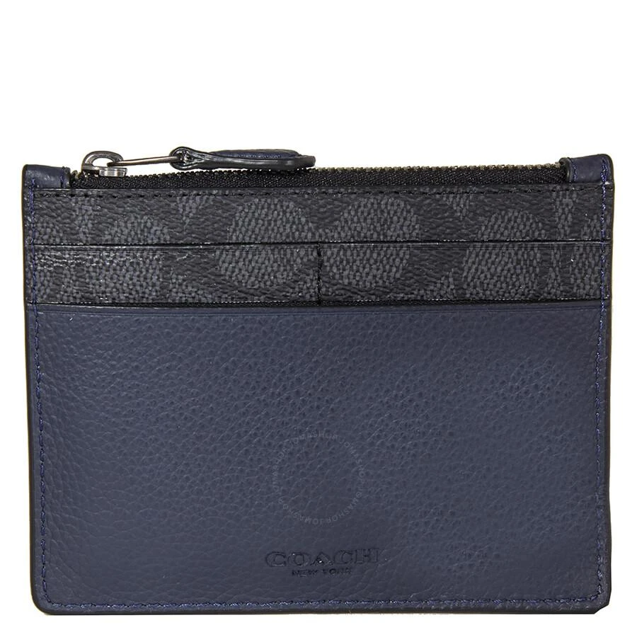 Coach Signature Canvas Blocking Card Case-Charcoal 1
