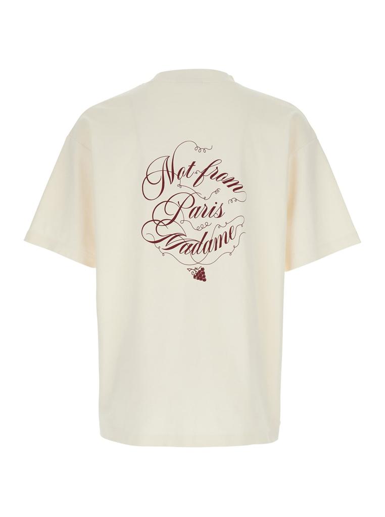 Drôle de Monsieur Beige T-shirt With Logo On The Front And Maxi Logo On The Back In Cotton Man