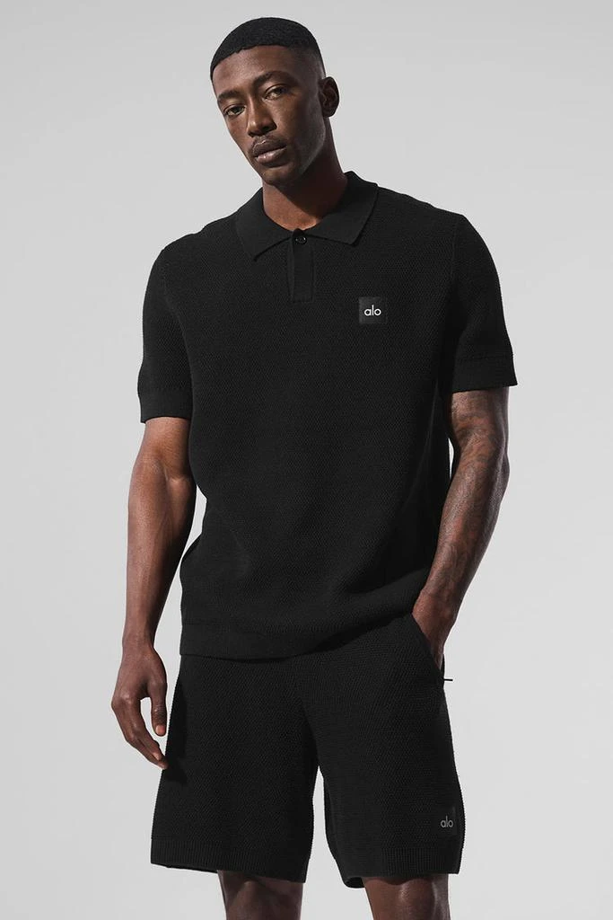 Alo Sports Club Sweater Knit Polo - Black 4
