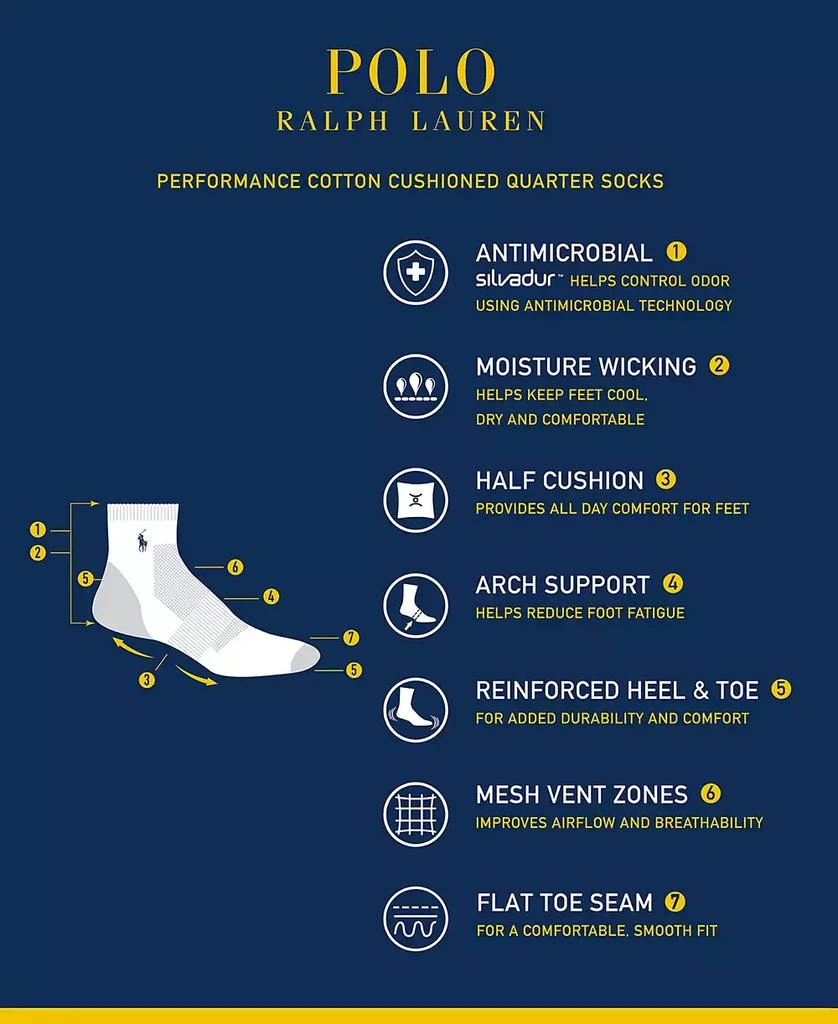 Ralph Lauren Men's 6-Pk. Performance Colorful Quarter Socks 3