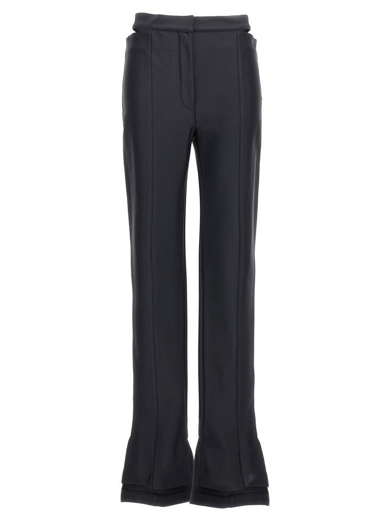 【Mugler】カットアウト scuba mid-riseフレアパンツ Cutout scuba mid-rise flared pants in black - Mugler | Mytheresa